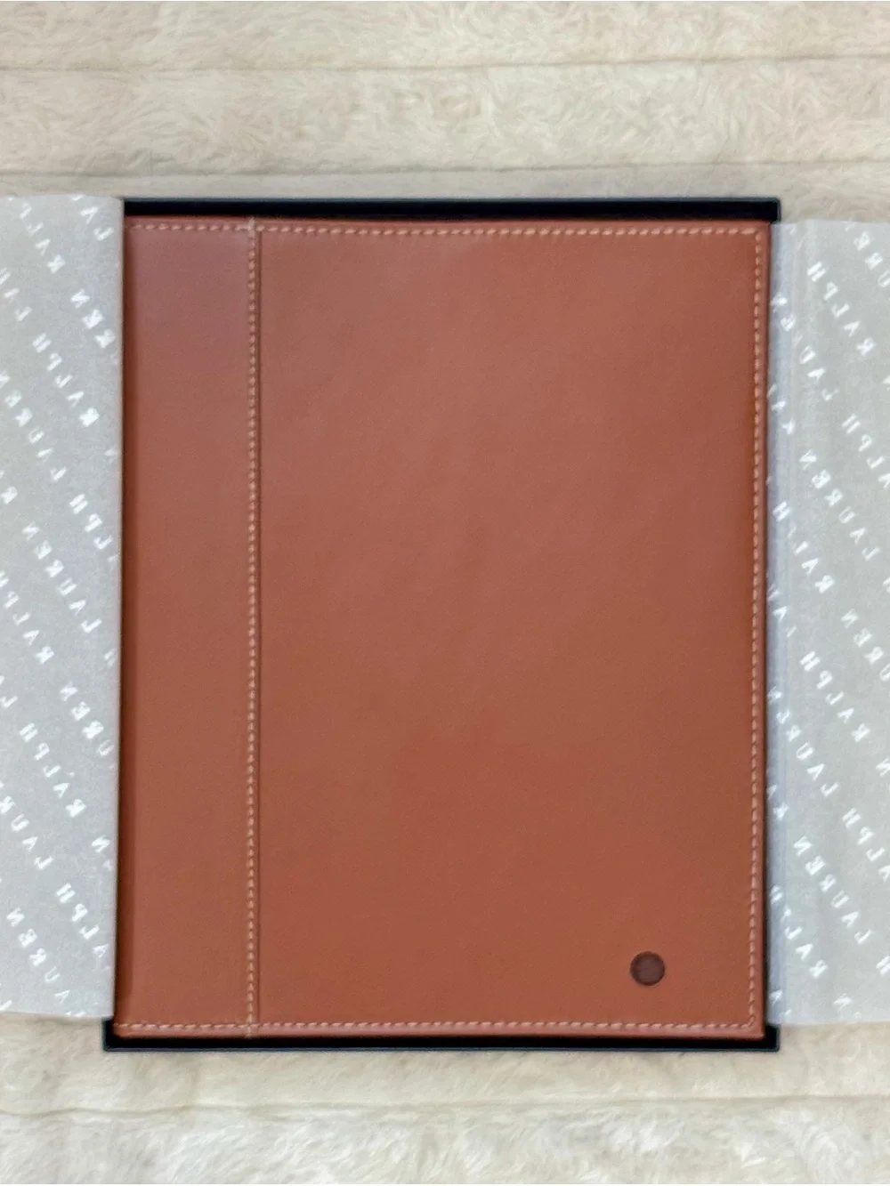 Polo Ralph Lauren Cognac Leather iPad Folio Case NEW in Box $98 MSRP